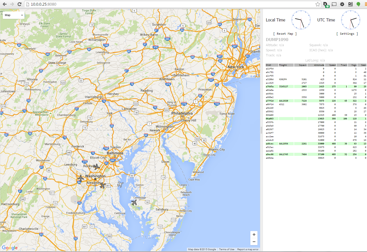 ADS-B transmitting aircraft